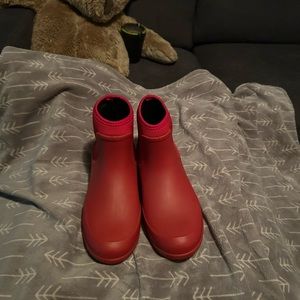 Red Rain Boots Size 10